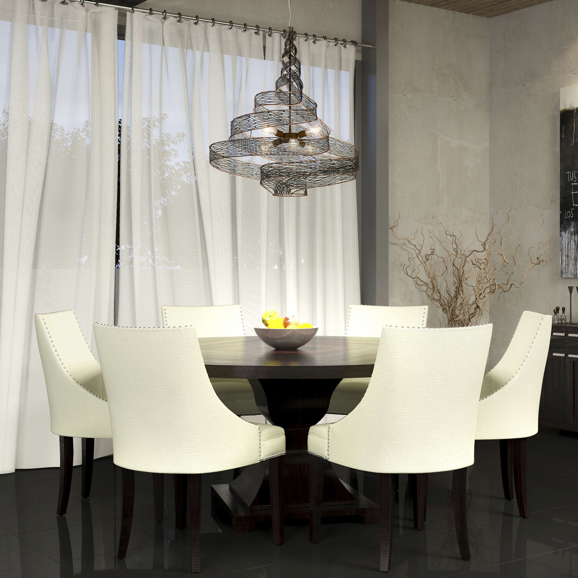 Flow 6 Light 26 inch Hammered Ore Pendant Ceiling Light