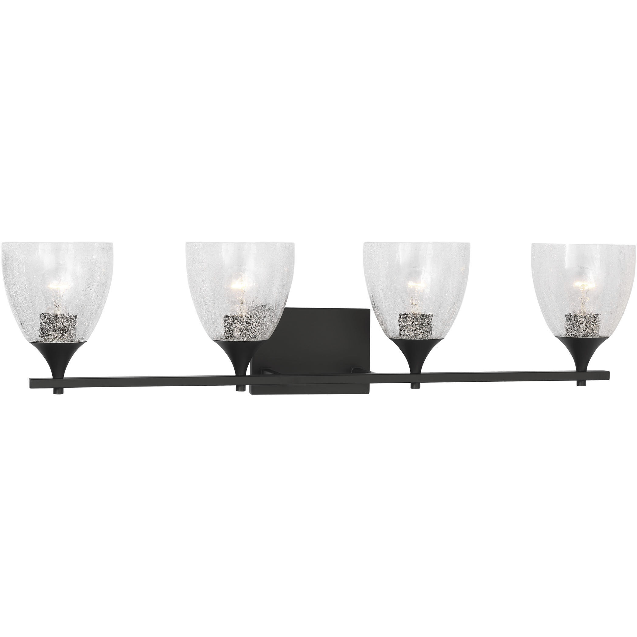 Drew & Jonathan Toffino 4 Light 36 inch Midnight Black Vanity Light Wall Light in Clear Crackle Glass
