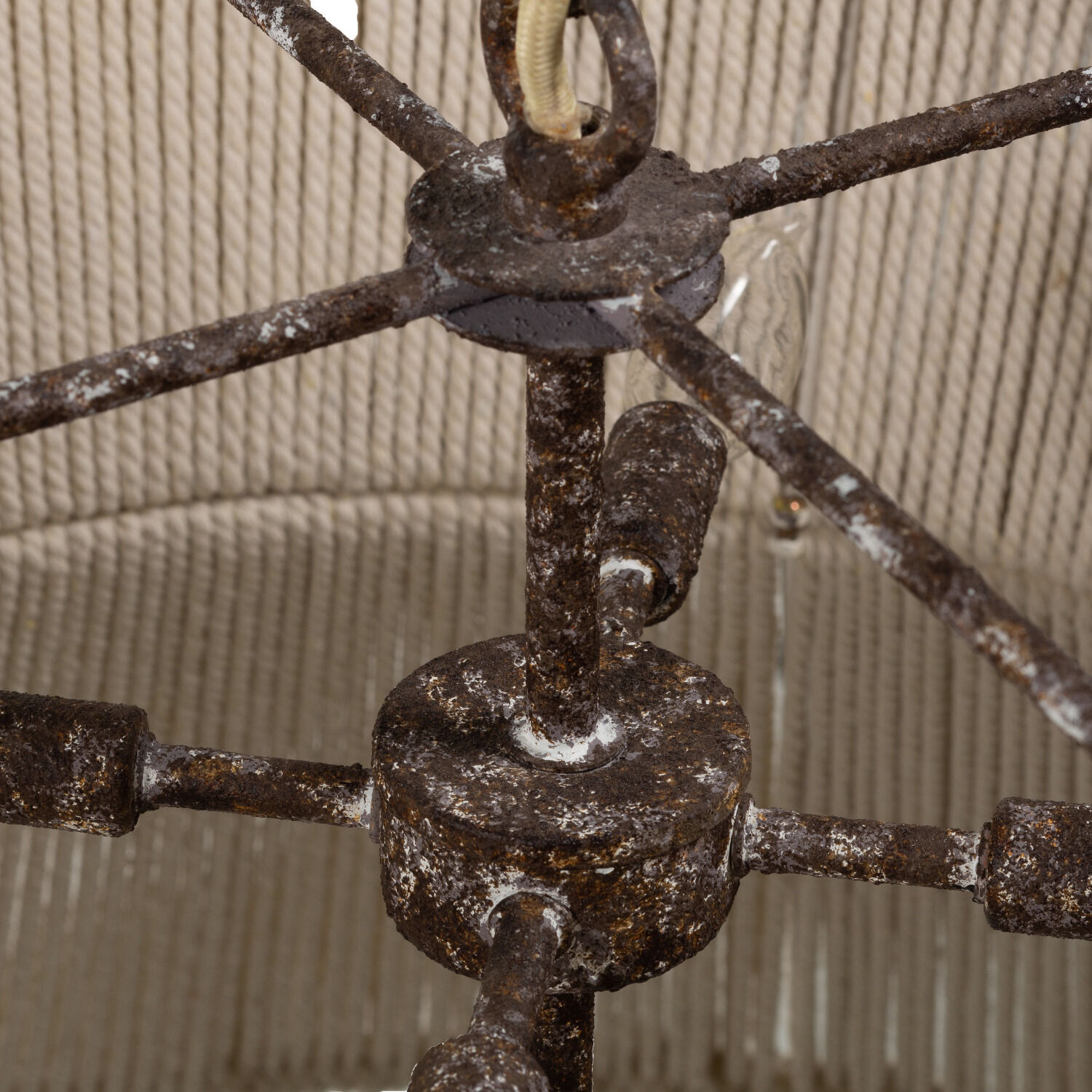 Gregory 8 Light 28.5 inch White Cotton Rope / Rust Chandelier Ceiling Light