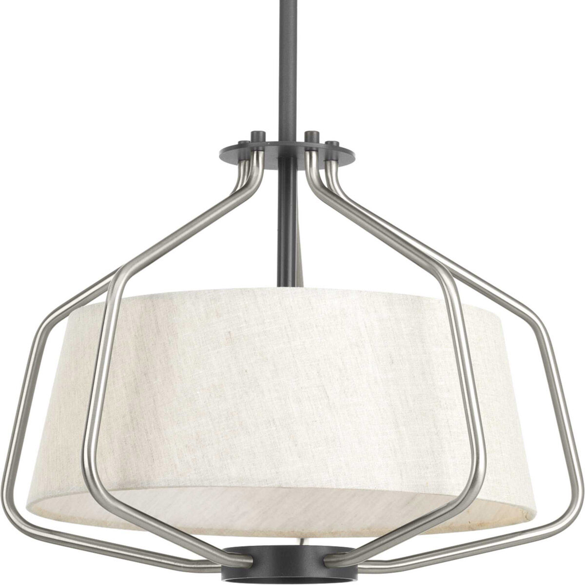 Hangar 2 Light 16 inch Brushed Nickel Semi-Flush Mount Convertible Ceiling Light, Design Series