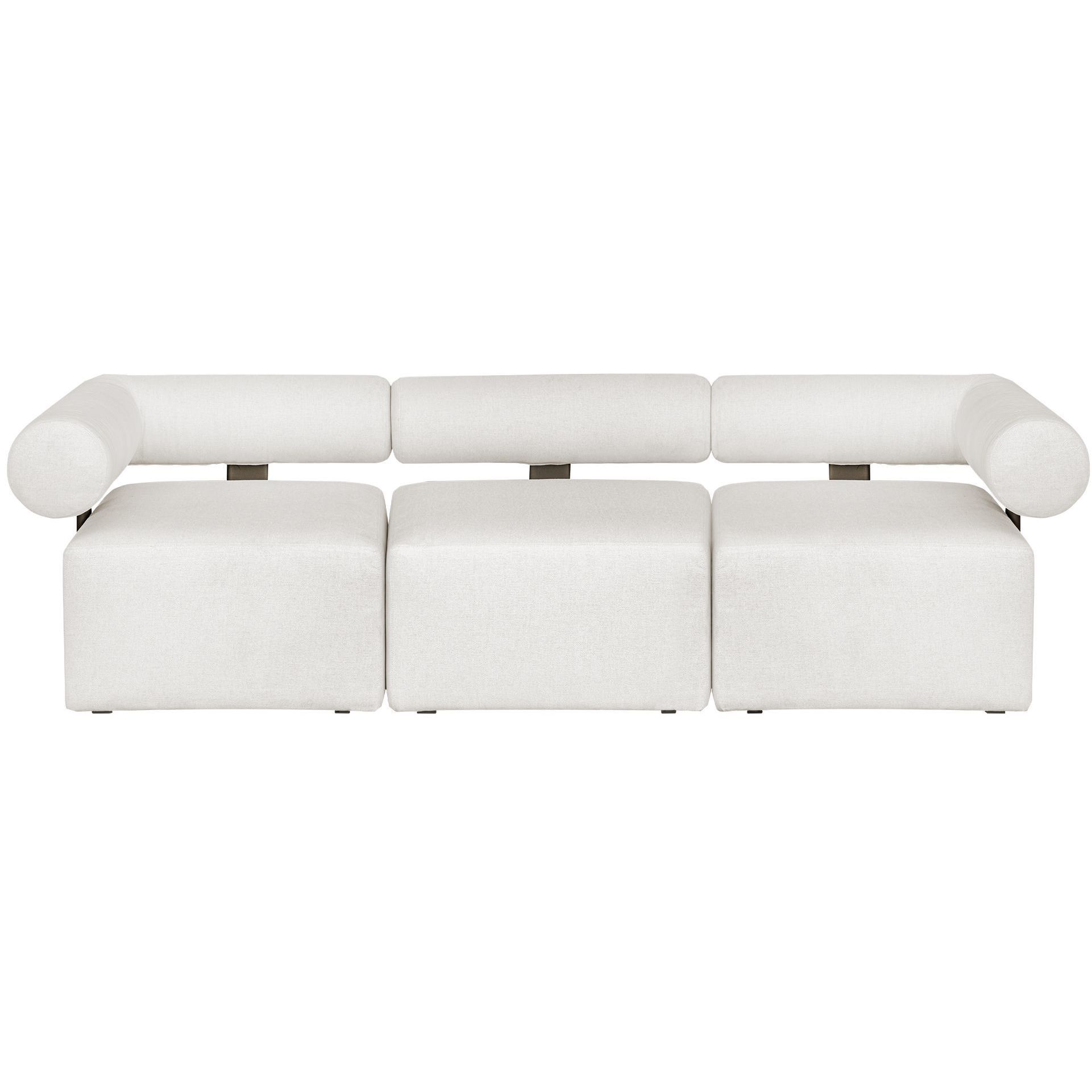 Bolster Back Java Black and Oyster White Armless Outdoor Sofa