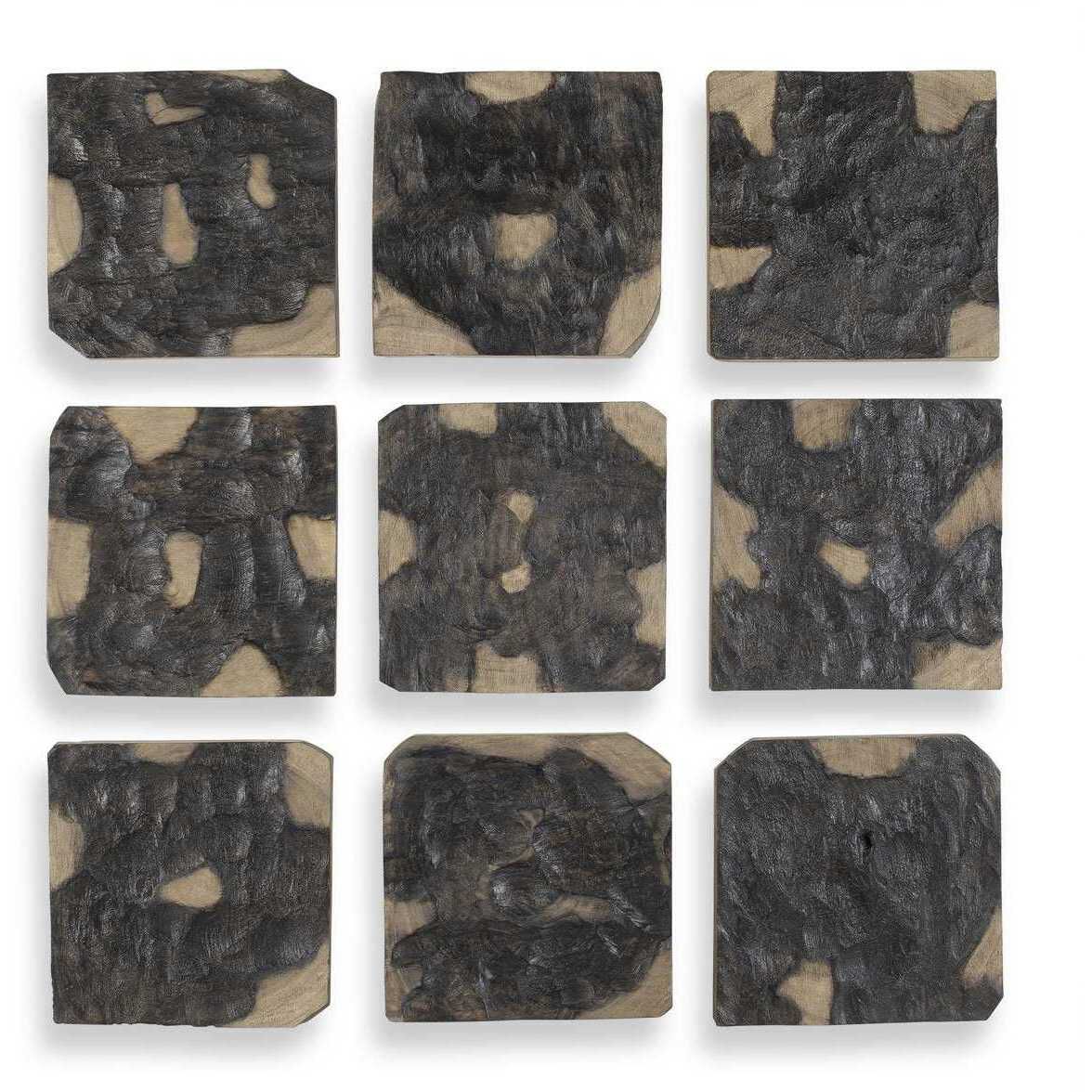 Ignite Black and Natural  Wooden Wall Decor, Set of 9