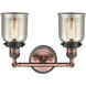 Franklin Restoration Small Bell 2 Light 15 inch Antique Copper Bath Vanity Light Wall Light in Silver Plated Mercury Glass