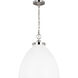 C&M by Chapman & Myers Wellfleet 1 Light 17.5 inch Matte White and Polished Nickel Pendant Ceiling Light in Matte White / Polished Nickel