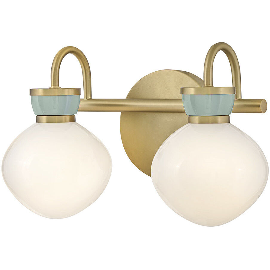 Lucy 2 Light 15.5 inch Lacquered Brass with Seafoam Bath Light Wall Light