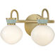 Lucy 2 Light 15.5 inch Lacquered Brass with Seafoam Bath Light Wall Light
