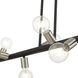Bannister 8 Light 42 inch Black with Brushed Nickel Accents Linear Chandelier Ceiling Light, Large