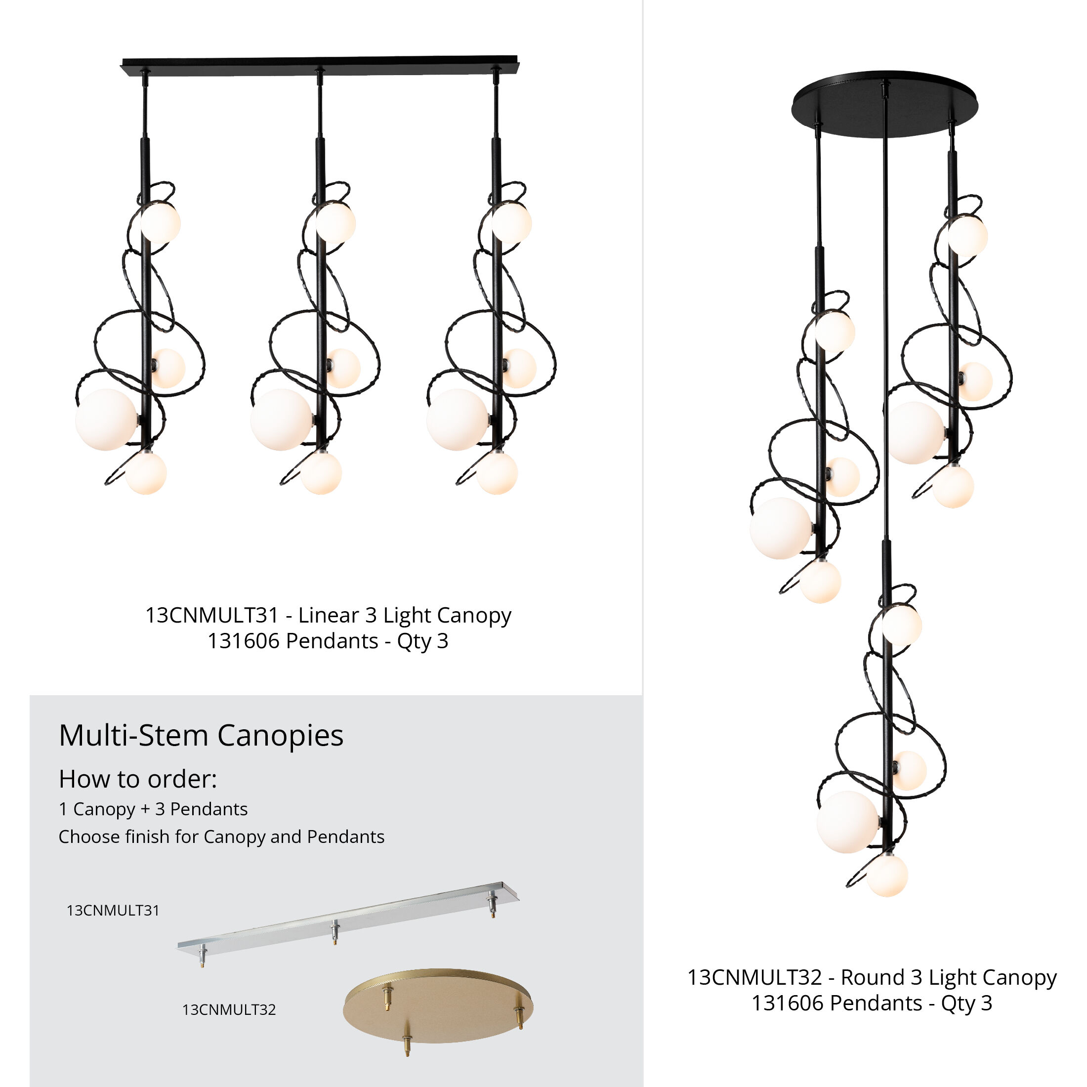 Olympus 4 Light 13.9 inch Modern Brass Vertical Pendant Ceiling Light