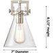 Newton Cone 3 Light 27 inch Satin Nickel Bath Vanity Light Wall Light in Matte White Glass