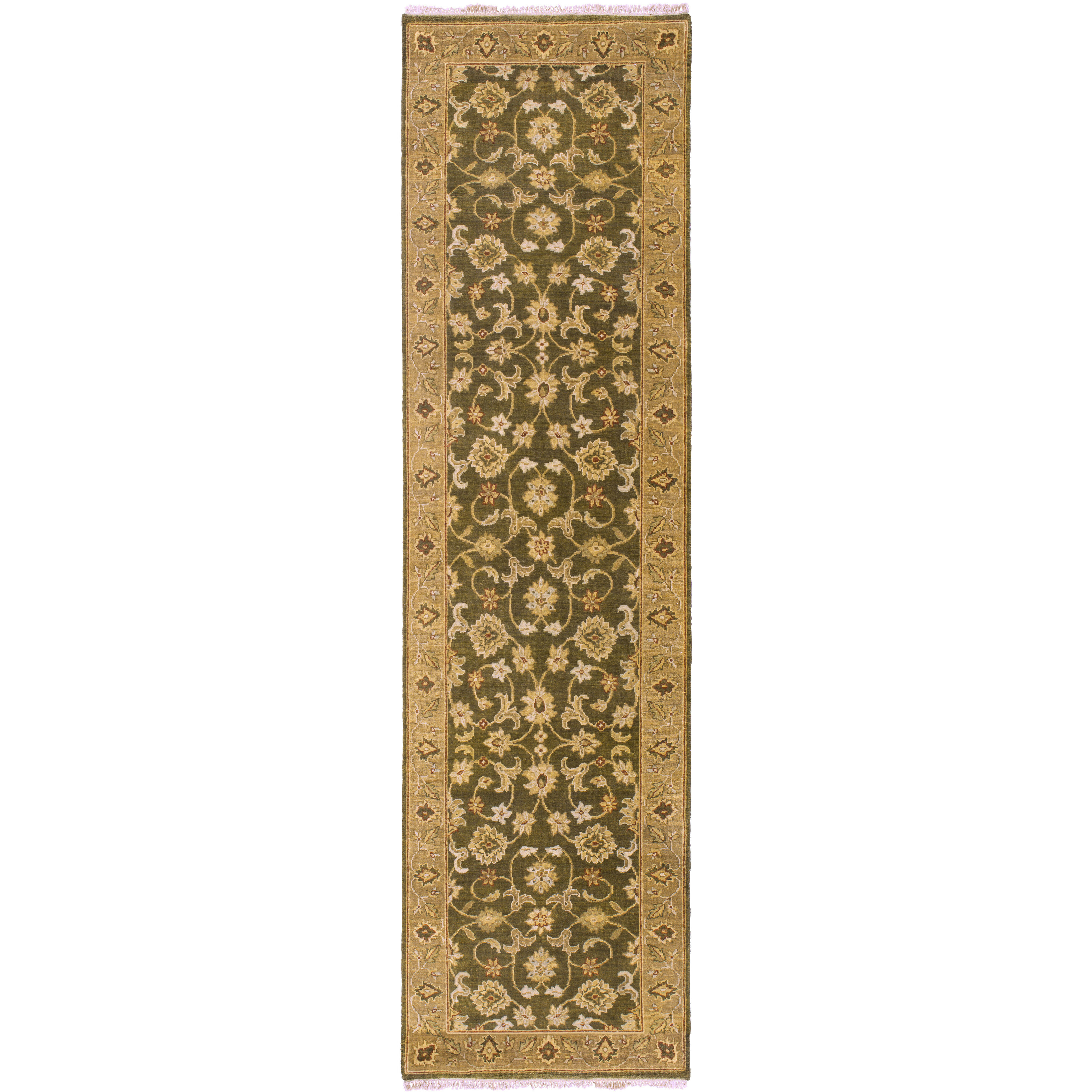 History 108 X 30 inch Tan / Brown / Olive / Ivory Handmade Rug