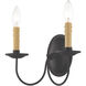Heritage 2 Light 12 inch Black Wall Sconce Wall Light