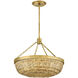 Sanibel 4 Light 20 inch Lacquered Brass with Natural Convertible Semi-Flush Mount Ceiling Light