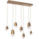 Pebble LED Novel Brass Linear Pendant Ceiling Light in 2700K LED, Multiport