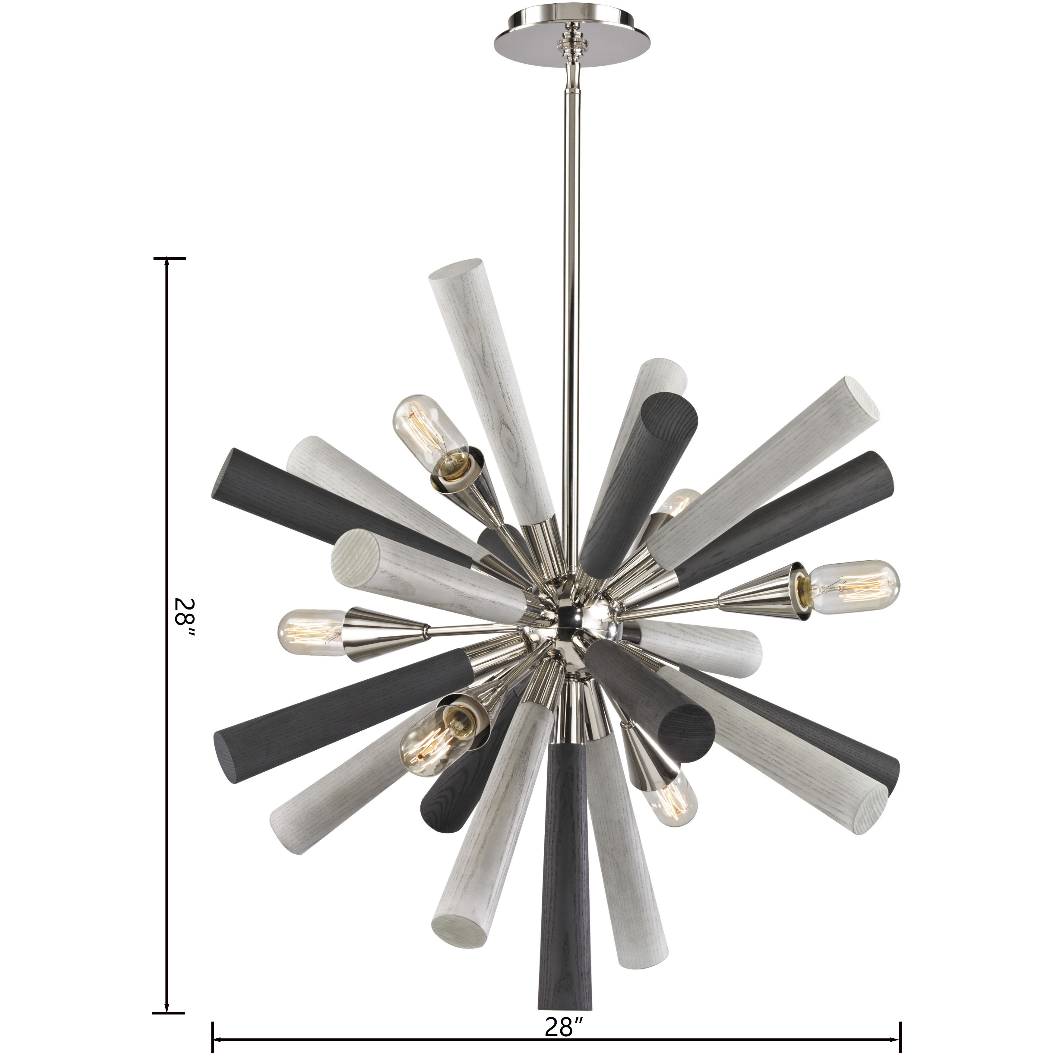 Solara 6 Light 28 inch Polished Nickel with Graywash Chandelier Ceiling Light