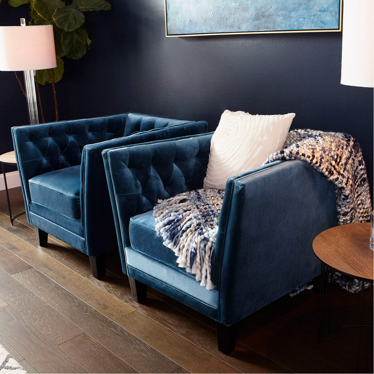 Electric Moon 22 inch Oak Veneer And Black Nesting Tables