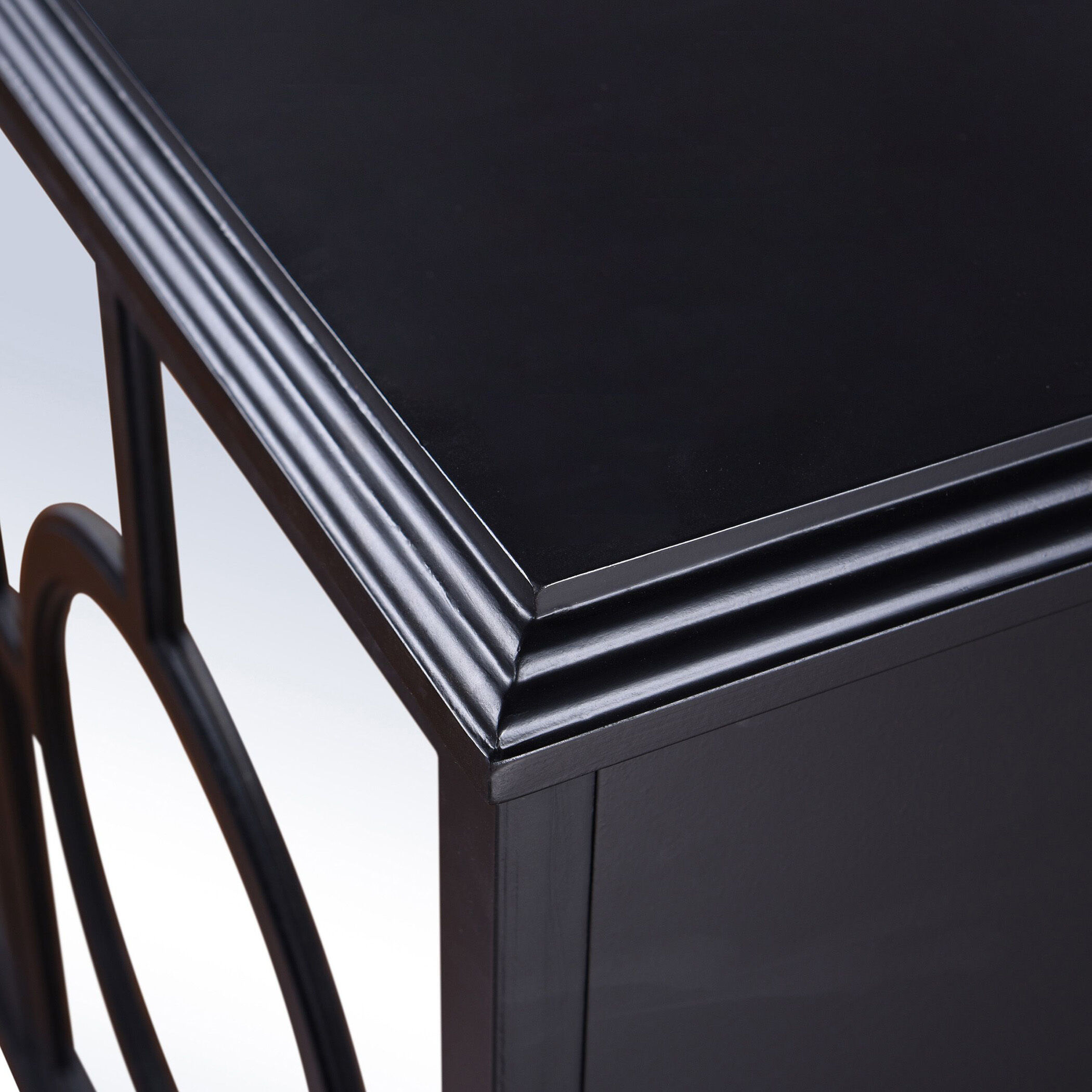 Hollywood 60 inch Semi Gloss Black Lacquer and Clear Sideboard