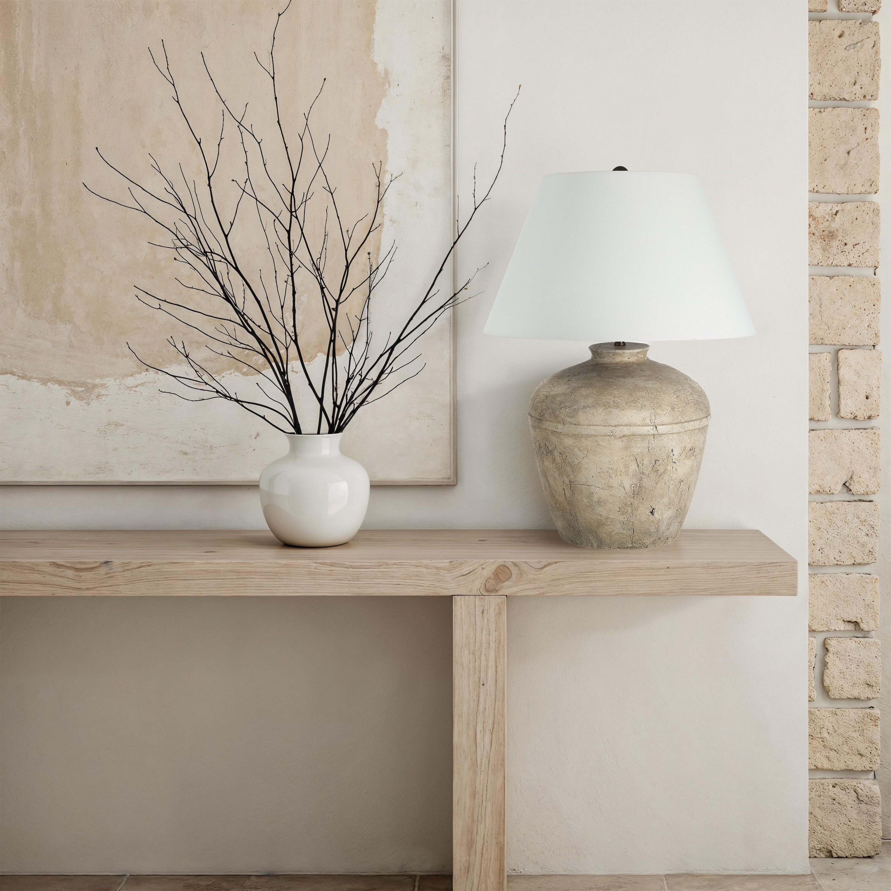 Heritage 29 inch Distressed Brown and Beige Table Lamp Portable Light