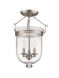 Jefferson 3 Light 12 inch Brushed Nickel Semi-Flush Mount Ceiling Light
