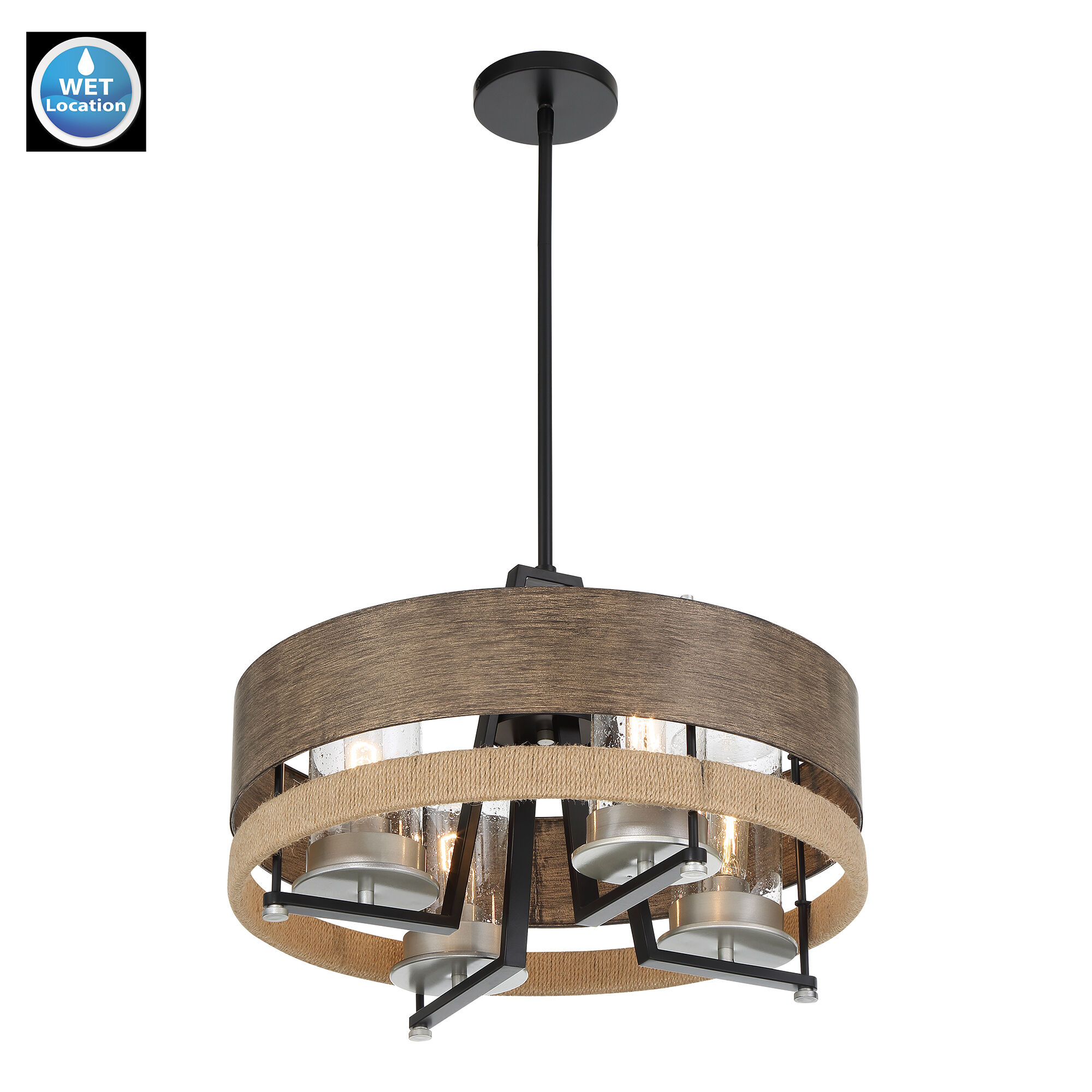 Silver Creek 4 Light 20 inch Stone Grey/Coal/Brushed Nickel Convertible Pendant Ceiling Light