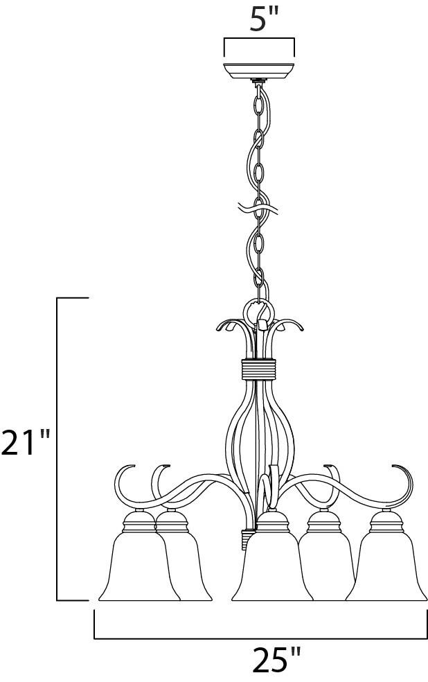 Basix 5 Light 25 inch Oil Rubbed Bronze Down Light Chandelier Ceiling Light in Wilshire