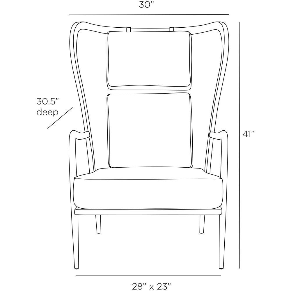 Stassi 41 inch Carbon Wing Chair