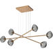 Mesa LED Novel Brass Linear Multi-Pendant Ceiling Light in Smoke, 2700K LED, Triple Moda