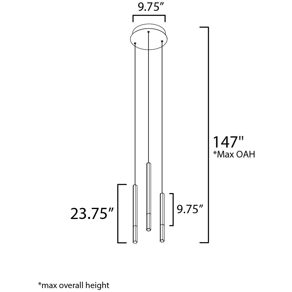 Diaphane LED 9.75 inch Gold Multi-Light Pendant Ceiling Light
