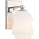 Thomas O'Brien Whitman 1 Light 4.75 inch Polished Nickel Bath Sconce Wall Light in White Glass, Small
