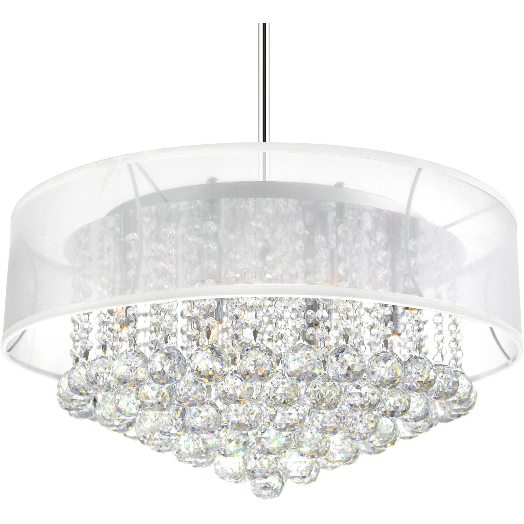 Radiant 12 Light 24 inch Chrome Drum Shade Chandelier Ceiling Light in White