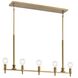 Torvee 5 Light 2.75 inch Brushed Natural Brass Chandelier Linear Ceiling Light, Single