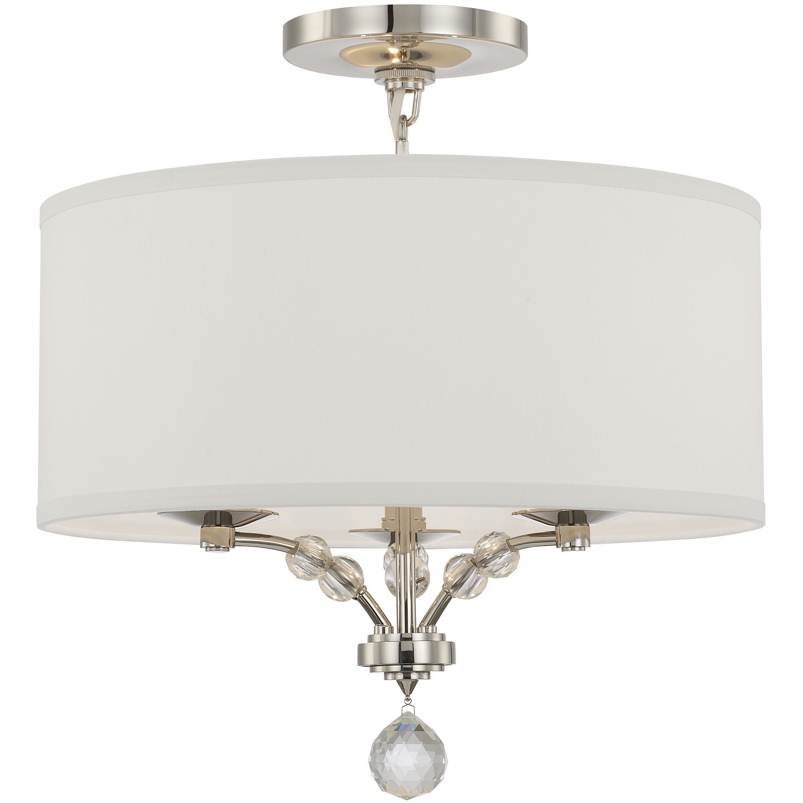 Mirage 3 Light 18 inch Polished Nickel Semi Flush Ceiling Light