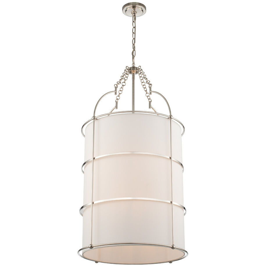Carson 8 Light 20 inch Polished Nickel Foyer Pendant Ceiling Light in Off White