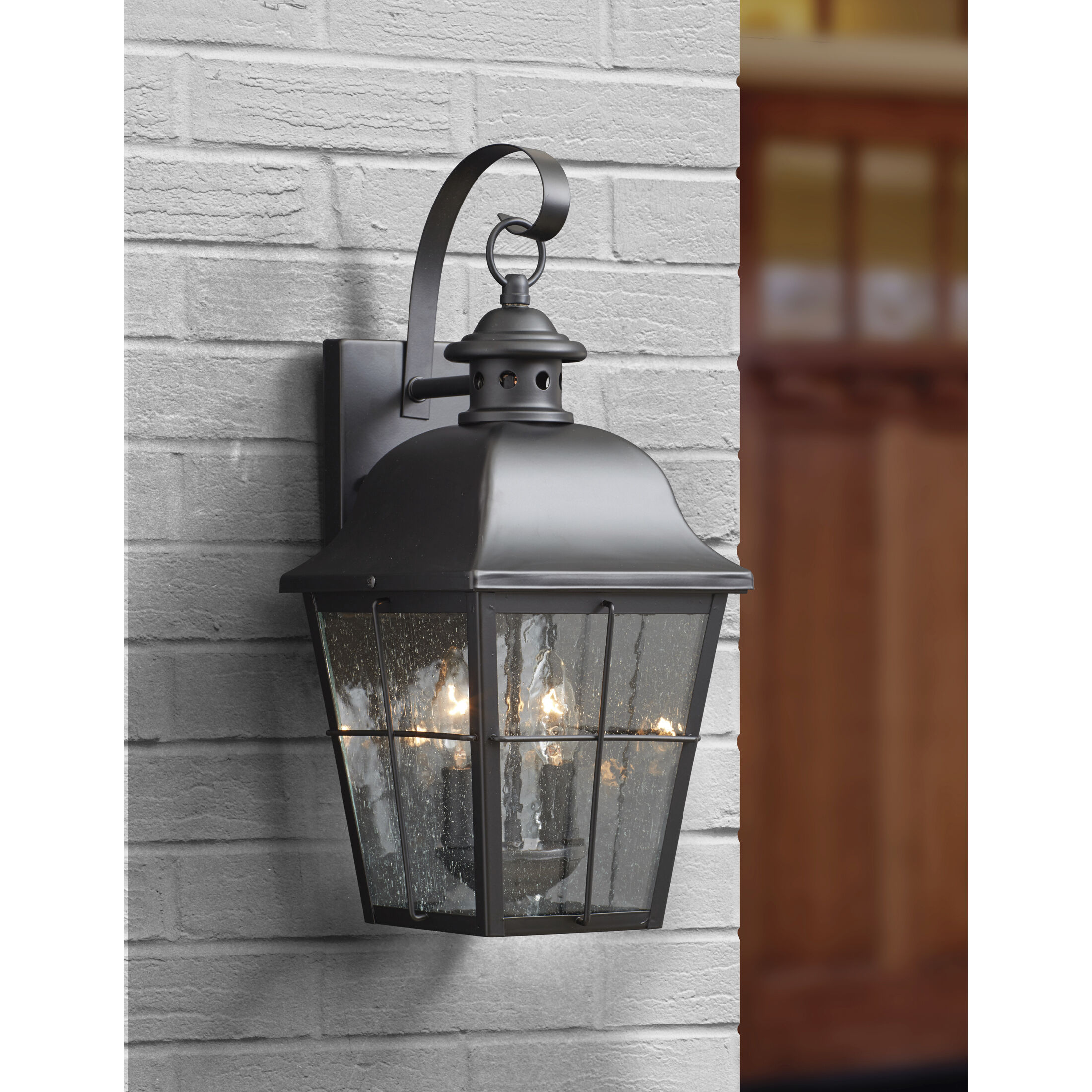 Millhouse 2 Light 18 inch Mystic Black Outdoor Wall Lantern