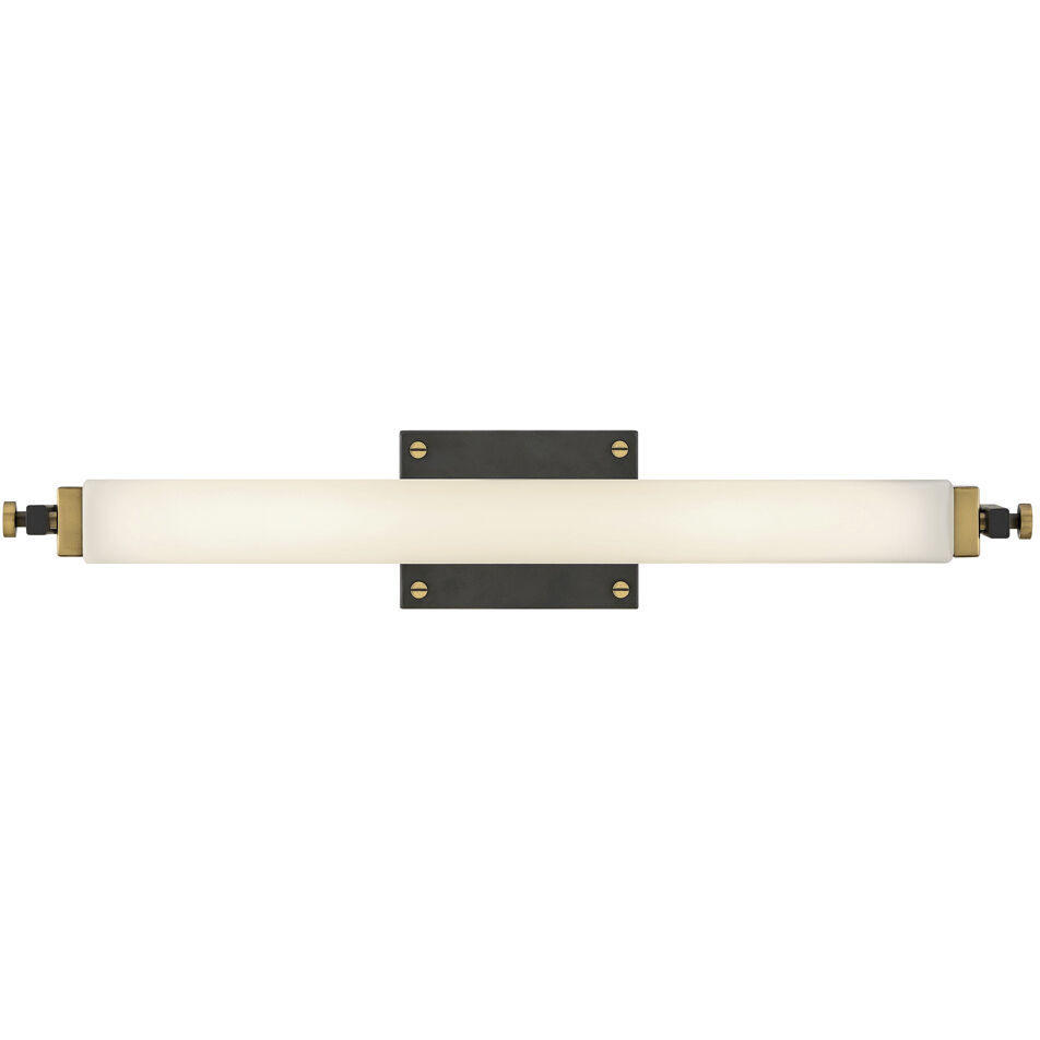 Rollins LED 24 inch Black with Heritage Brass Bath Light Wall Light in Black / Heritage Brass, Vertical