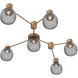 Vessel LED 37 inch Novel Brass Linear Hub & Spoke Ceiling Light in 3000K LED, Smoke