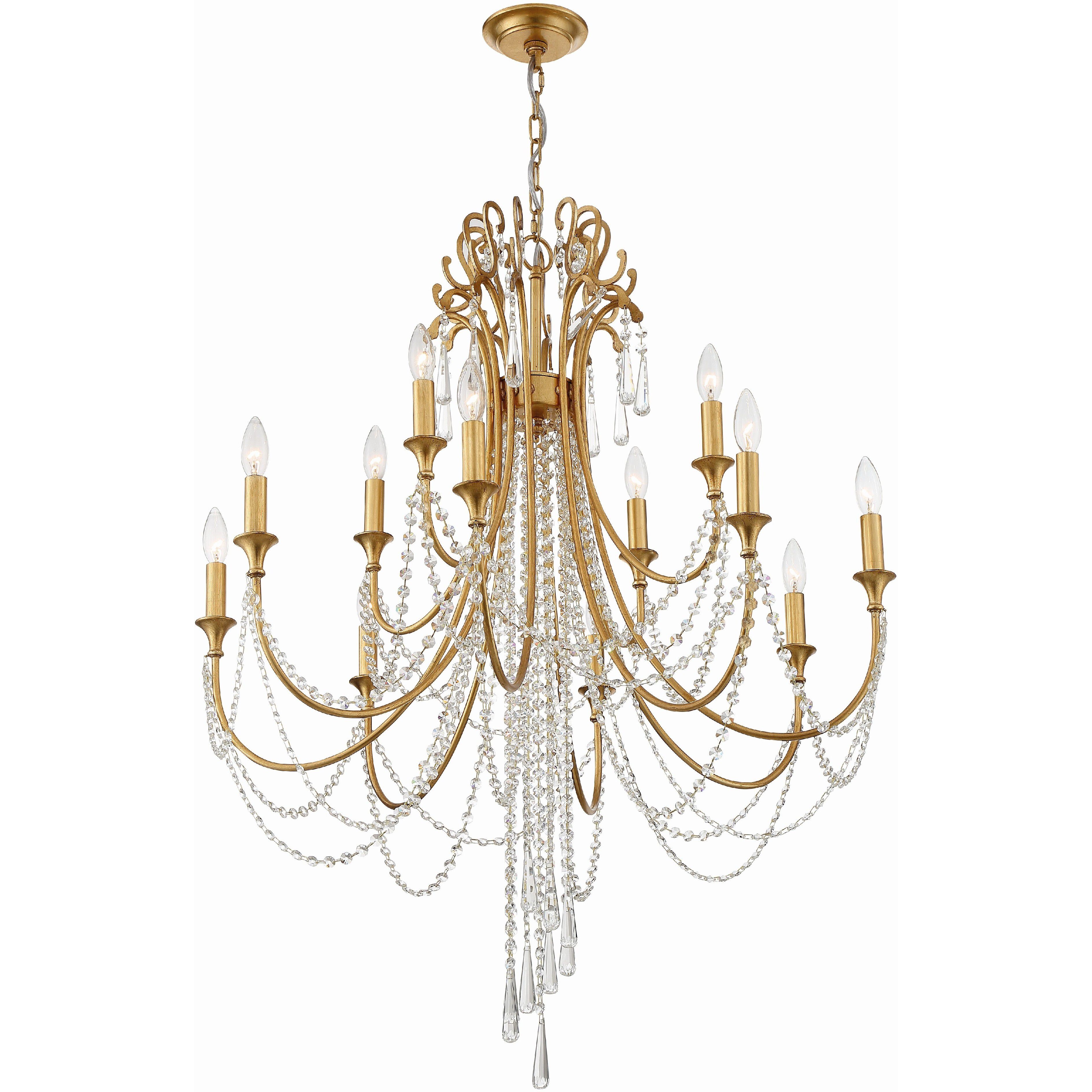 Arcadia 12 Light 32.5 inch Antique Gold Chandelier Ceiling Light