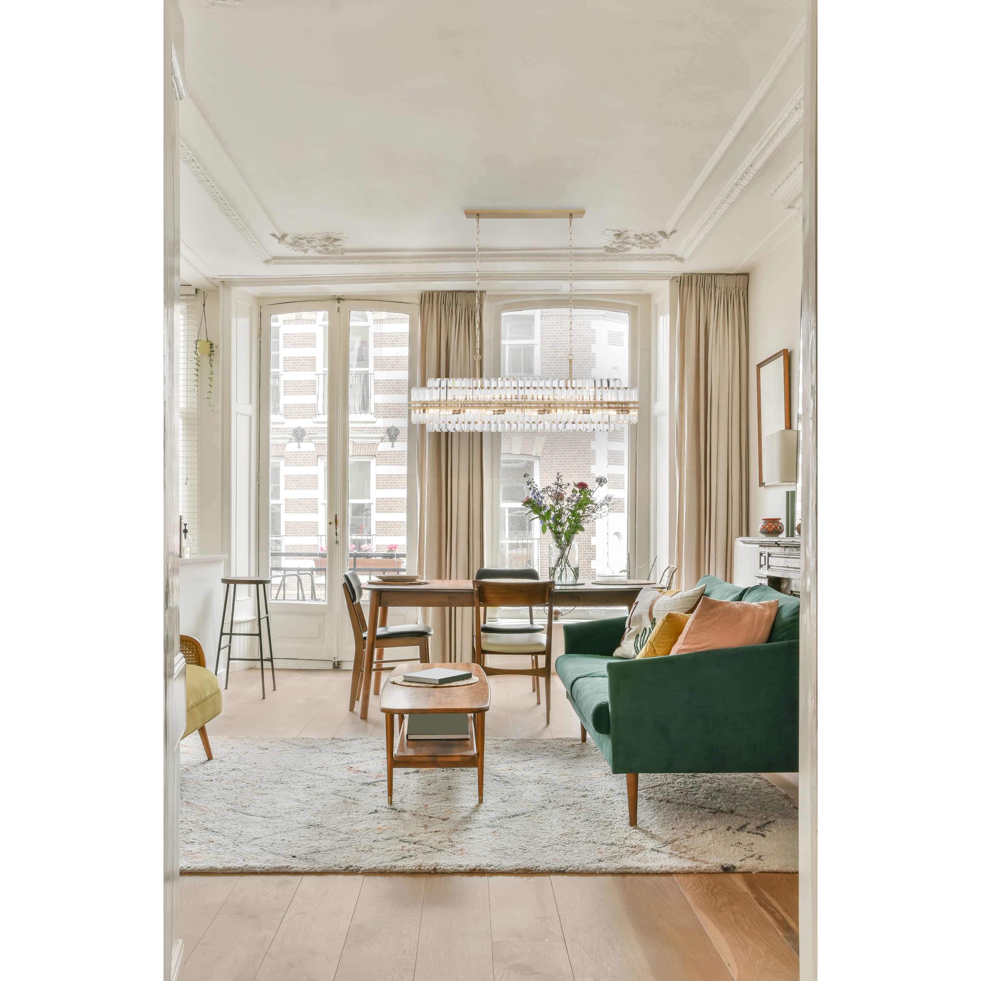 Hayes 16 Light 50 inch Aged Brass Linear Chandelier Ceiling Light