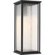 Audley LED 24 inch Textured Black Outdoor Wall Lantern in Distressed Seeded Glass, Extra Large