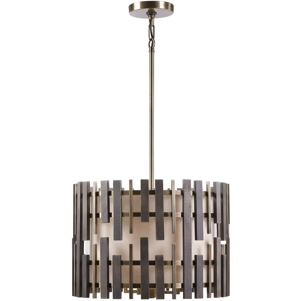 Myers 4 Light 21 inch Antique Brass Drum Pendant Ceiling Light