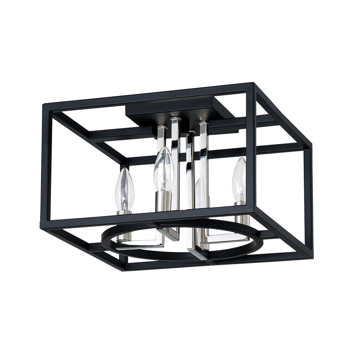 Mundazo 4 Light 12.99 inch Black and Chrome Flush Mount Ceiling Light