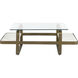 Winnipeg 48 X 30 inch Forged Champagne and Ivory Marble with Tempered Glass Coffee Table