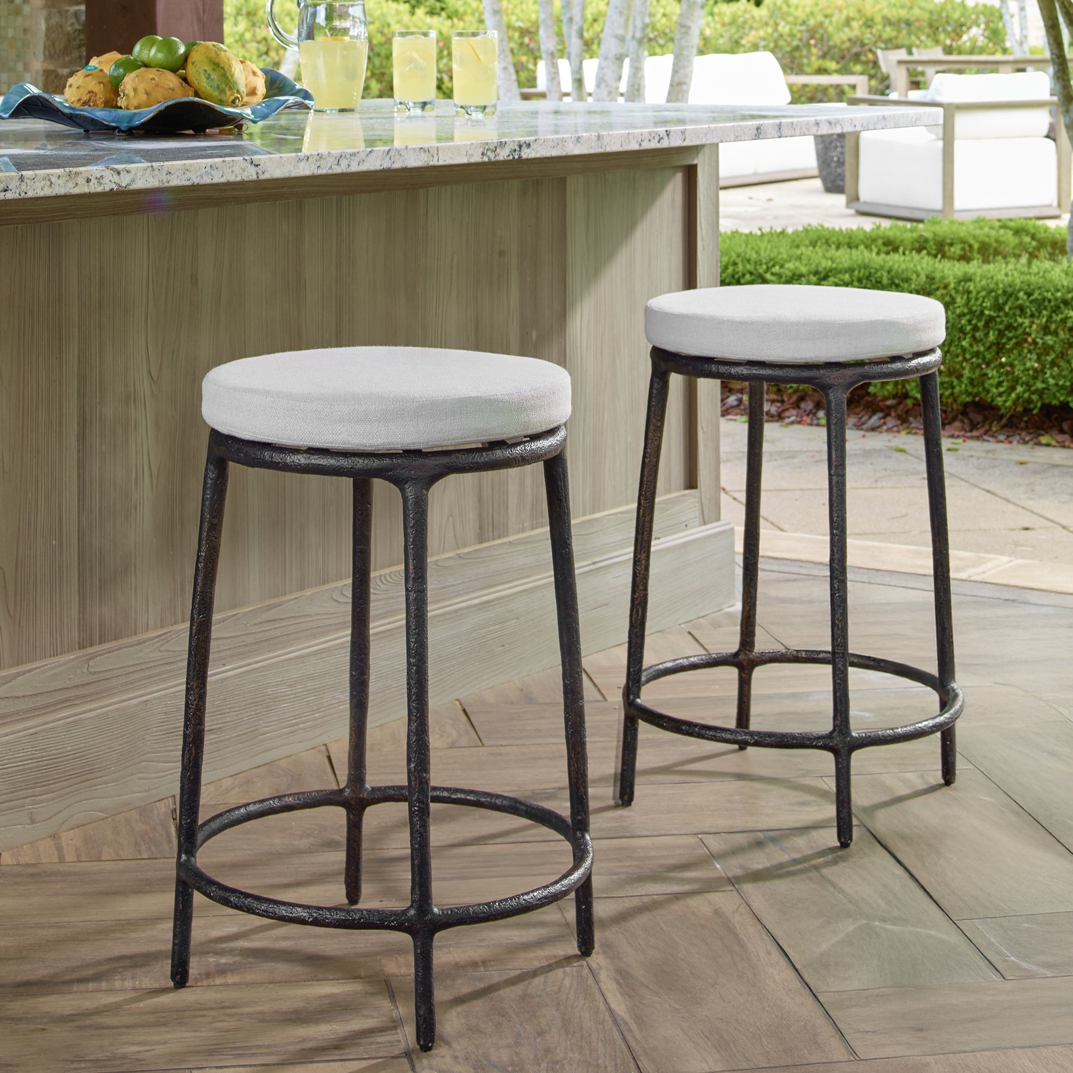 Thayer 26 inch Java and Oyster White Outdoor Counter Stool