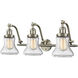Franklin Restoration Bellmont 3 Light 28 inch Brushed Satin Nickel Bath Vanity Light Wall Light in Seedy Glass, Franklin Restoration