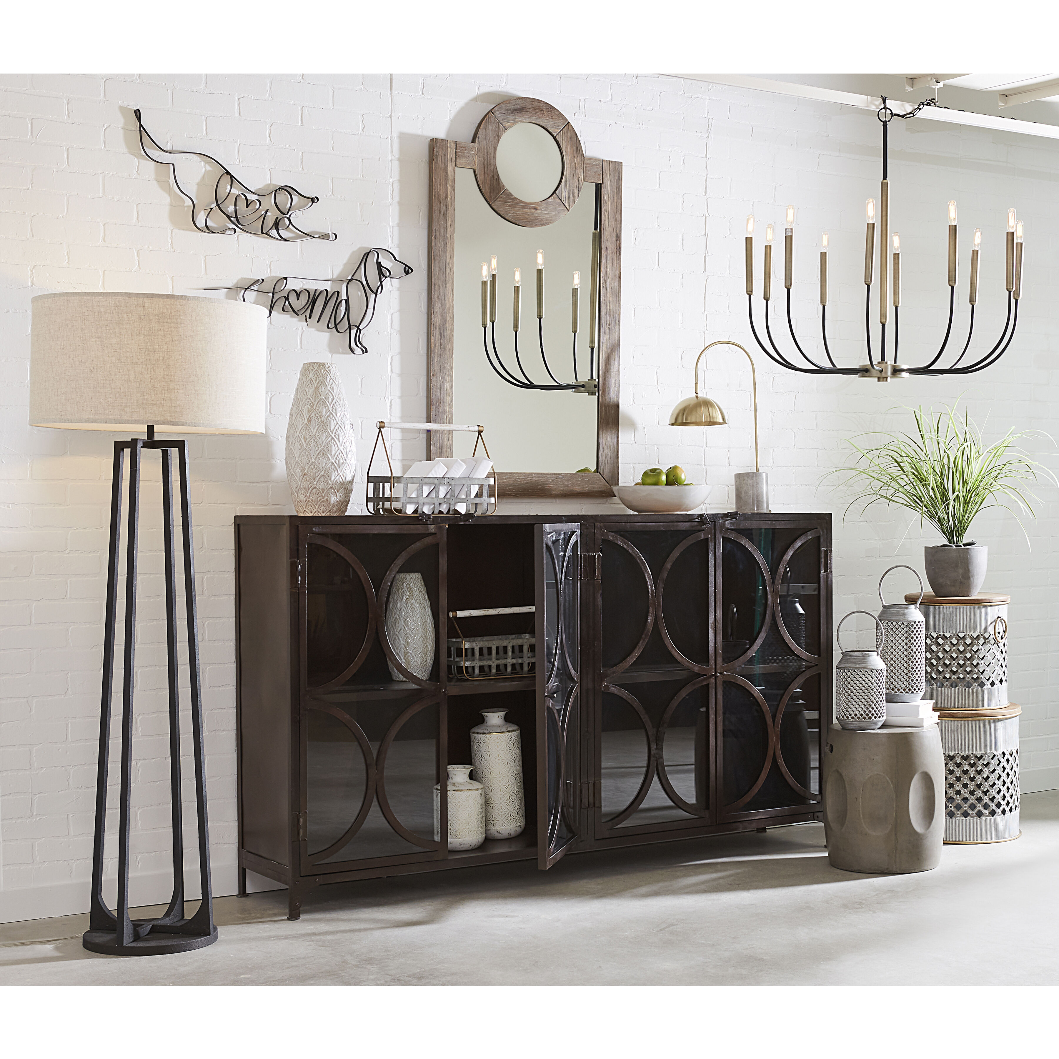 Parla 18 X 18 inch Galvanized with Brown Accent Table, Set of 2