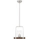 Arabel 1 Light 4 inch Brushed Nickel and Nutmeg Wood Mini Pendant Ceiling Light