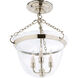 Chapman & Myers Country Bell Jar 3 Light 13 inch Polished Nickel Semi-Flush Mount Ceiling Light