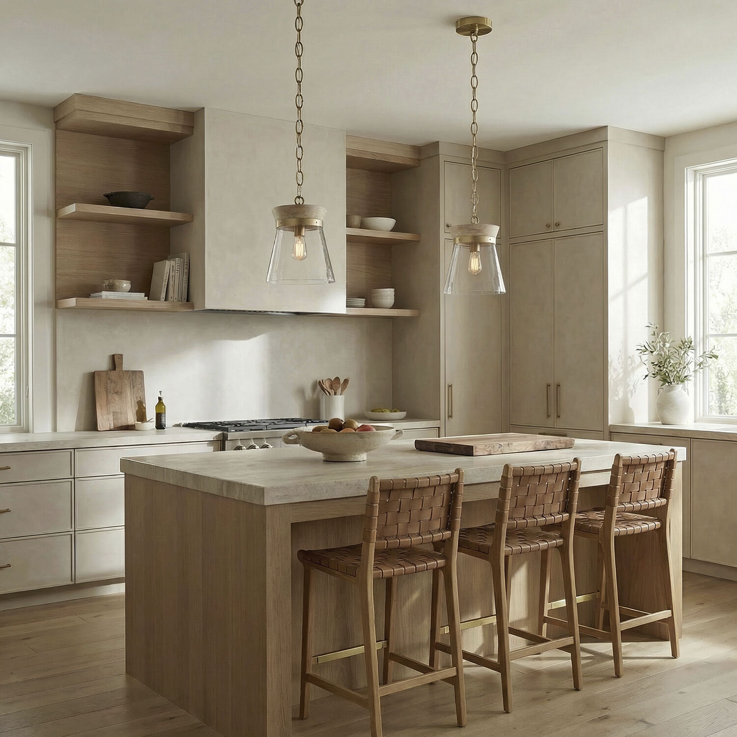 Finn 1 Light 12 inch White Wash and Matte Brass Pendant Ceiling Light