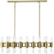 Pillar 32 Light 48 inch Aged Brass Linear Chandelier Ceiling Light