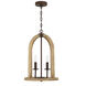 Aberdeen 4 Light 14 inch Natural Wood/Aged Bronze Brushed Foyer Light Ceiling Light