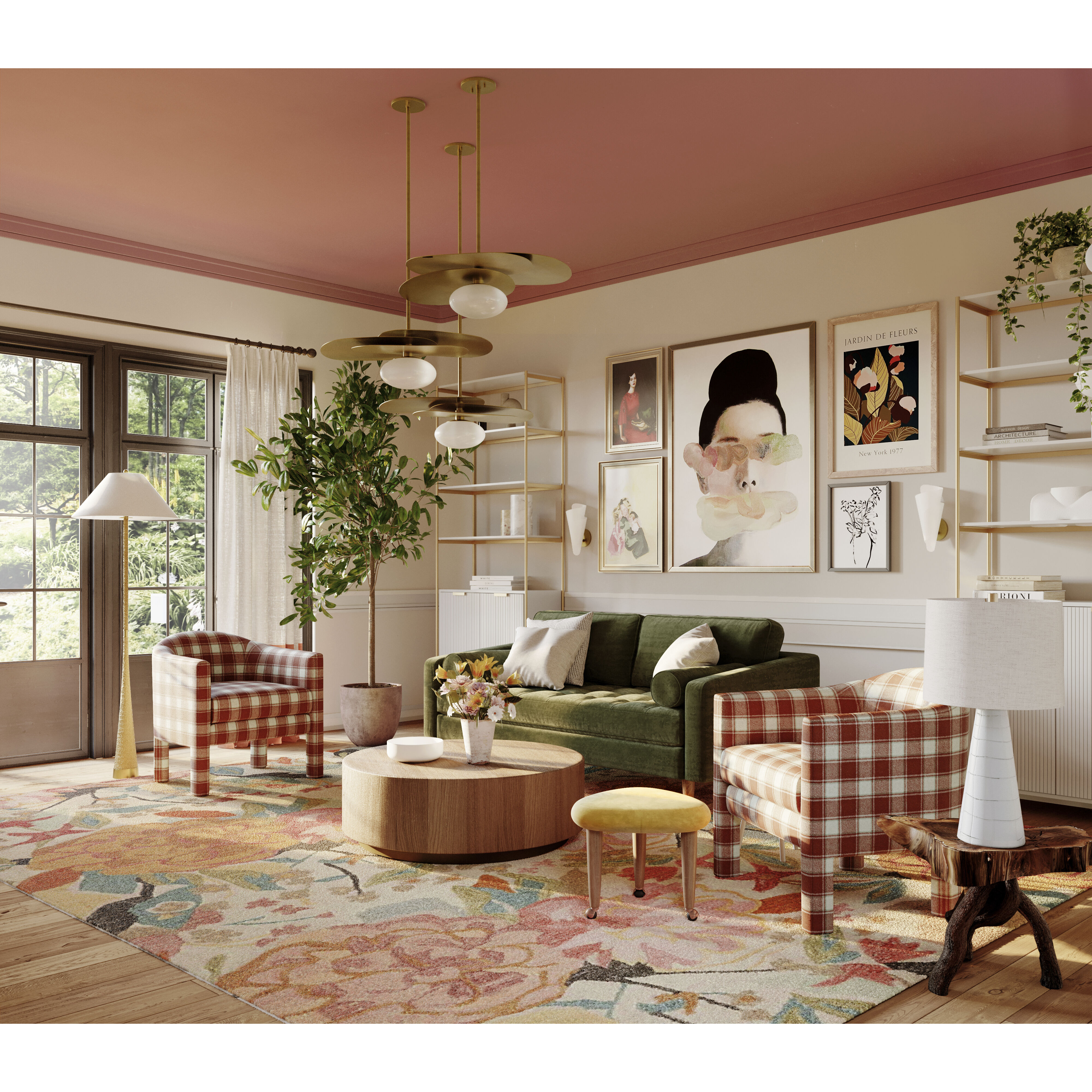 Allida 1 Light 30 inch Vintage Gold Leaf Pendant Ceiling Light